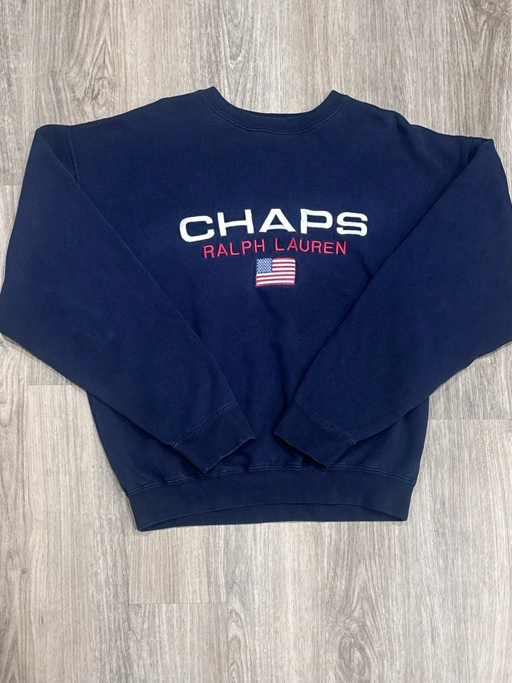 Vintage 90s Chaps Ralph Lauren Sweatshirt Mens Medium Navy Blue